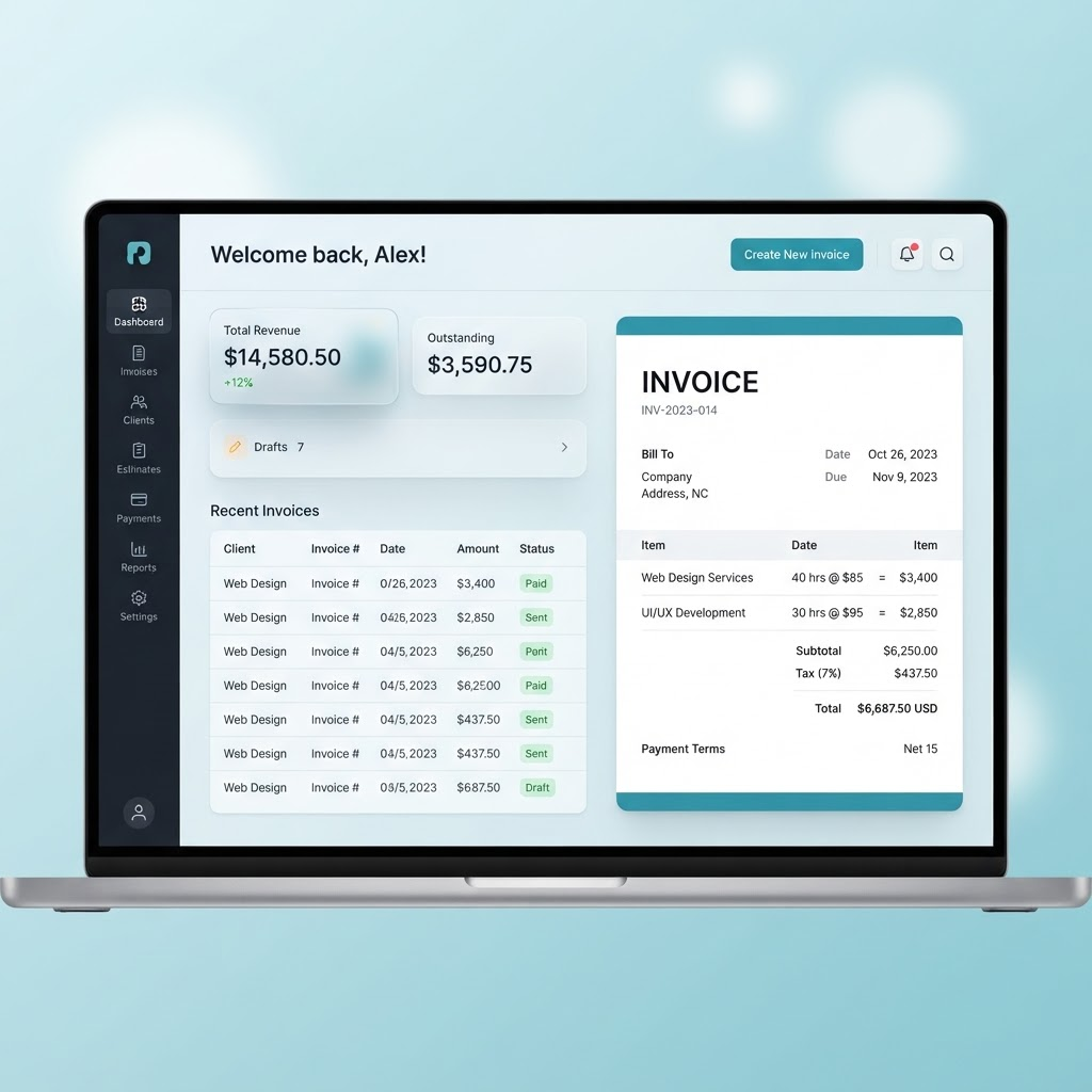 SmartInvoice AI invoice builder interface preview